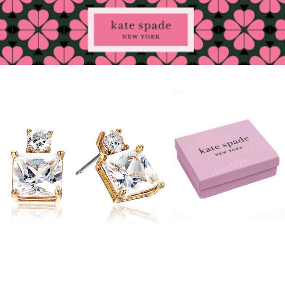 Kate Spade Flying Colors Clear Cubic Zirconia Double Square Drop Earrings